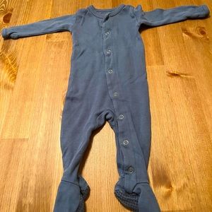 Muted blue button down footie from L’oved baby.